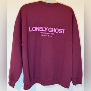 LONELY GHOST I Love You Say It Back Crewneck Sweatshirt in Burgundy Size L